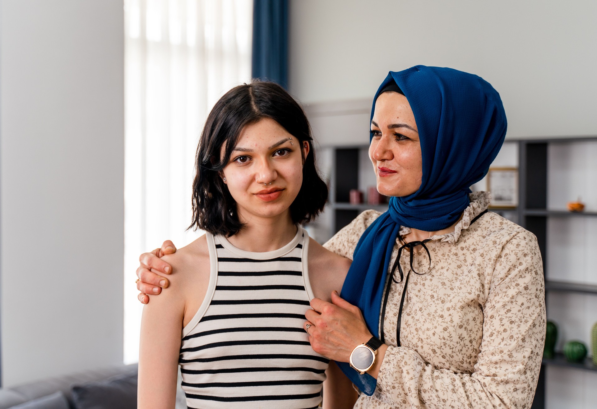Middle eastern mother and daughter