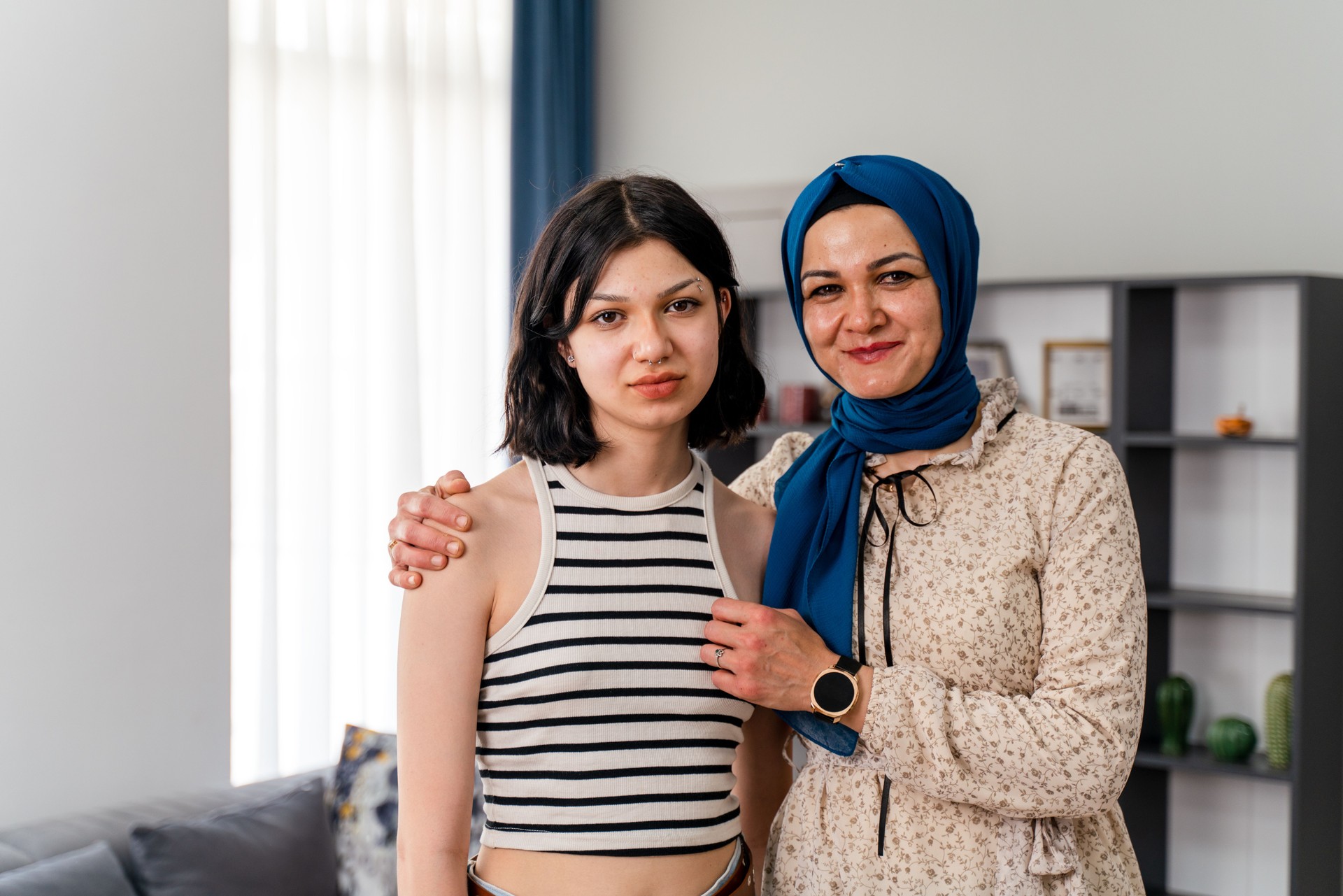 Middle eastern mother and daughter